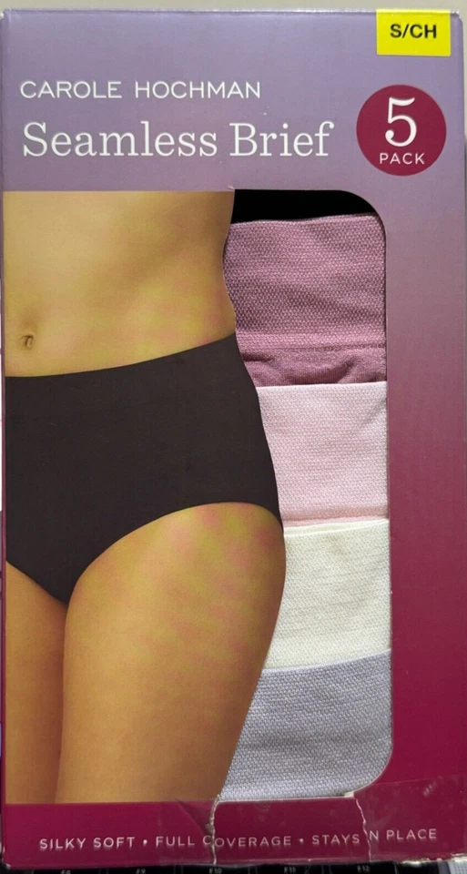 Paquete de 5 calzoncillos sin costuras para mujer Carole Hochman cobertura completa, multicolor, talla S Foto 1 de 1