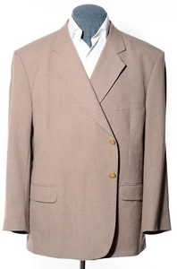 50S Short Portly-Fit Vintage Stafford Taupe Brown Gray Wool-Blend Blazer Jacket - Picture 1 of 9