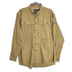 Drake Khaki Vented Button-Down Fishing Shirt Size Small Drake Tan Vented Shirt - Picture 1 of 10