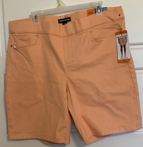 DKNY Jeans Ladies Pull On Comfort Stretch Denim Bermuda Shorts Salmon Sz XXL - Picture 1 of 8