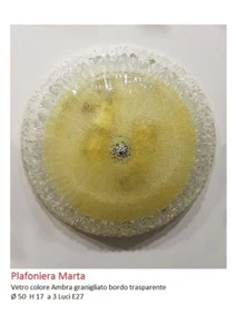PLAFONIERA A 1 LUCE IN VETRO AMBRA GRANIGLIATO 50x17 - Imagen 1 de 1