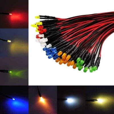 LED 3mm 9V 12V 14V 16V 19V Kabel Widerstand fertig angelötet verkabelt 10 Stück - Bild 1 von 4