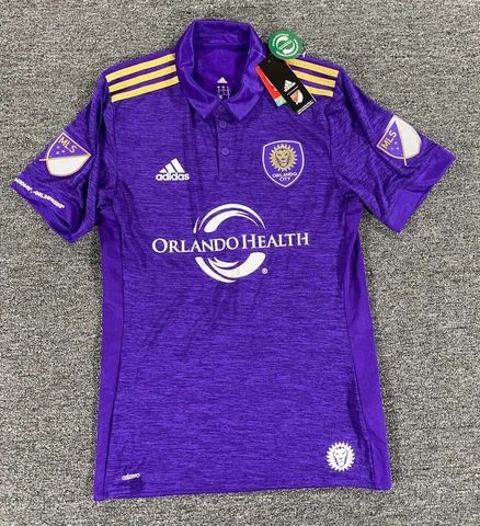 Adidas Polo Shirt Mens Sz Small Purple Gold Orlando City Soccer Jersey 7418A Cover