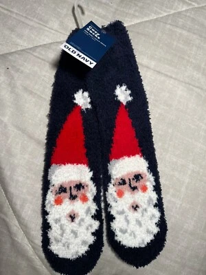 Old Navy 舒适袜子圣诞老人海军蓝女式均码全新带标签圣诞主题如此可爱 — 第 1/3 张图片