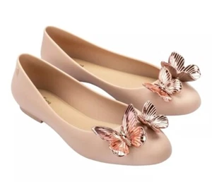 Ballerine Melissa bambola 3D oro rosa farfalle misura 7. Nuovo senza scatola - Foto 1 di 5