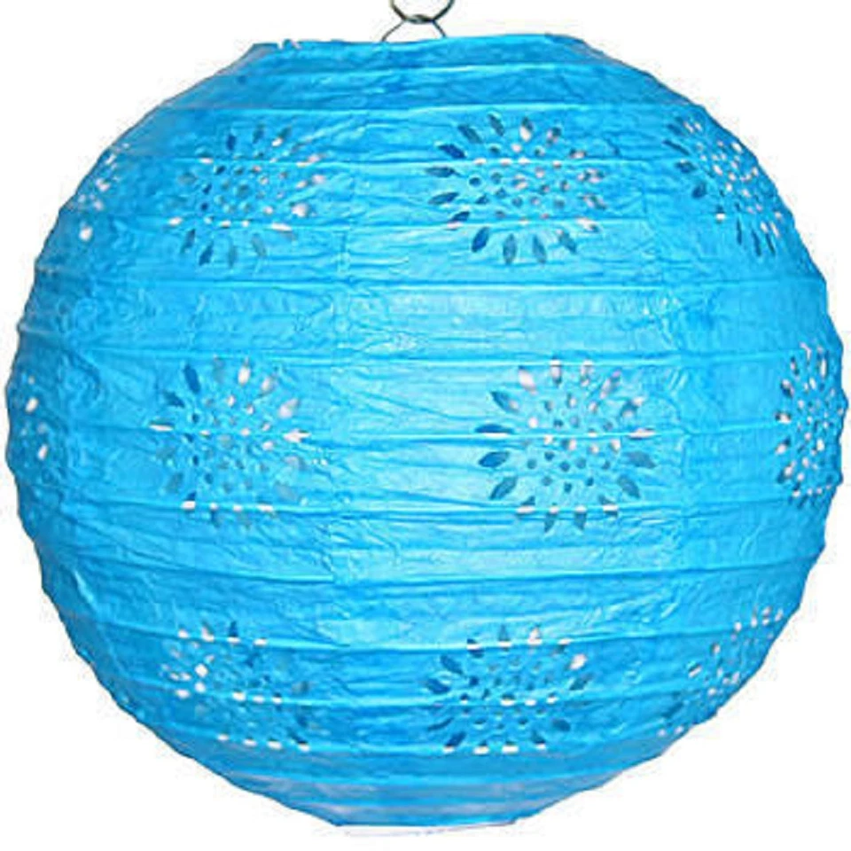 3 linternas patrón encaje papel turquesa 8" diámetro boda fiesta decoraciones Foto 1 de 1