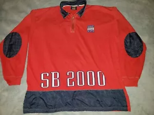 Vtg Shabazz brothers hip hop Long Sleeve Polo size xxl 1990s 00s Y2K Red Blie - Picture 1 of 9