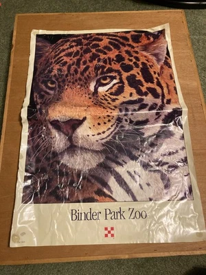 POSTER PROMOCIONAL BINDER PARK ZOO, BATTLE CREEK, MI PURINA PATROCINADO ZOO DE LEOPARDO 1995 - Imagem 1 de 2