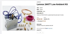 Lennox 24H77 Low Ambient Kit! Single-Compressor Condensing Units HVAC Repair - Picture 1 of 4