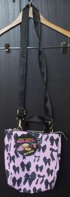 NEW Betsey Johnson Insulated Lunch Tote Crossbody Bag Black Bows Pink Color - Image 1 of 4