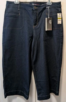 Pantalones cortos Style & Co. de mezclilla para mujer talla 14 azul culotte pierna ancha tiro medio nuevos con etiquetas Foto 1 de 4