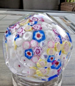 Signed Pairpoint Art Glass Clichy Ltuz Style Millefiori Faceted Paperweight COS - Picture 1 of 12