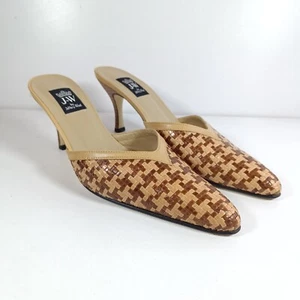 Jeffery West Leather Shoes Women's Size UK 5 Brown Kitten Heel Open Back - Picture 1 of 13