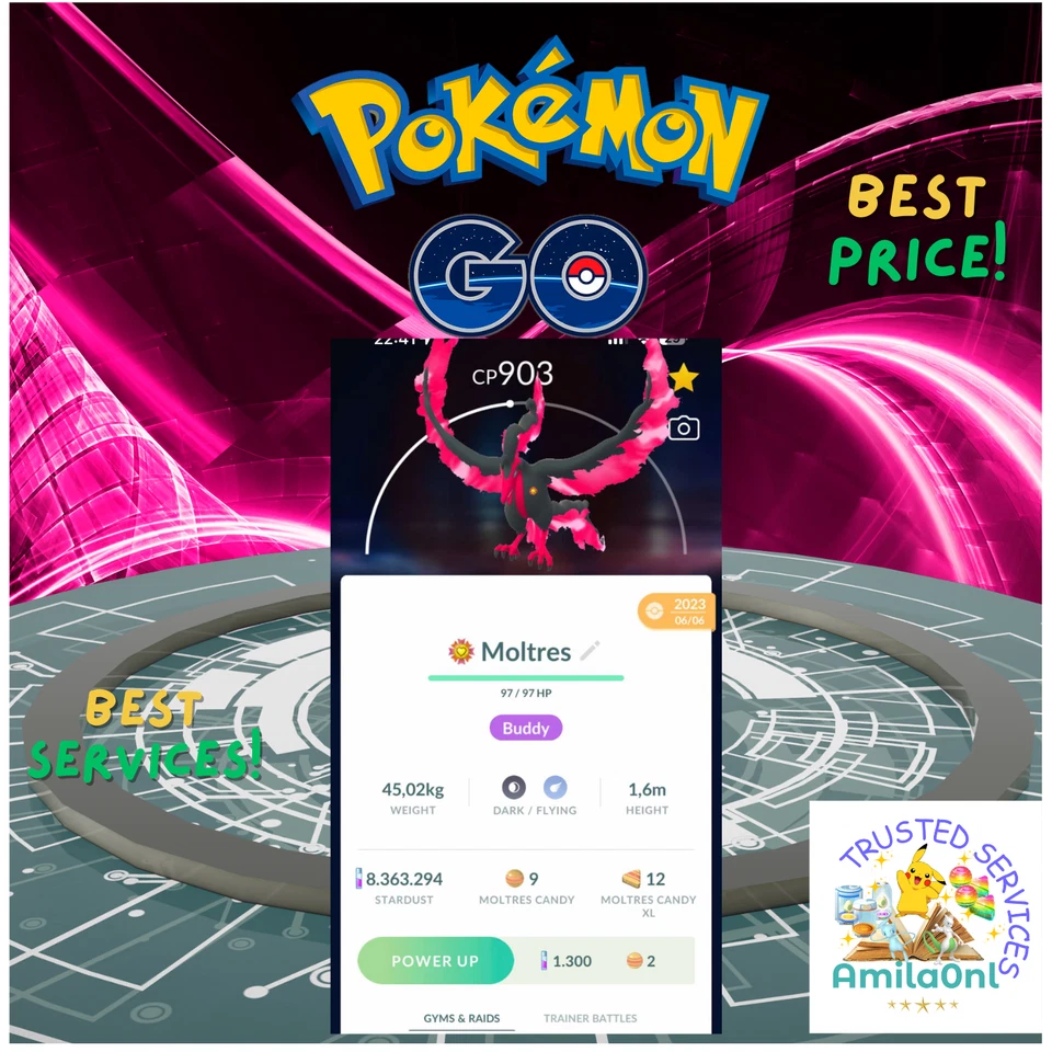 Pokémon Go - Moltres Galarian (non shiny) CP 1500 - Tra_de 20k dust or P T C