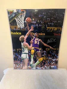 Magic Johnson Signed Autographed Game Action Vs Larry Bird 16x20 Pic In Plastic - Picture 1 of 4