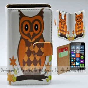 For Nokia Series - Owl Cartoon Theme Print Wallet Mobile Phone Case Cover - Picture 1 of 3