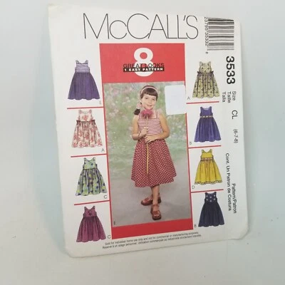 McCall's 8 Great Looks Girl's Sundress Jumper Size 6, 7, 8 Uncut - Image 1 of 4