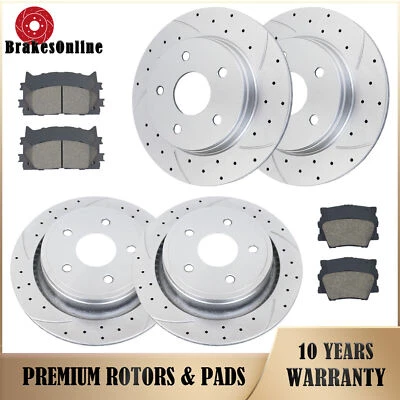 Kit de pastillas de rotores de freno delanteros traseros aptos para Dodge Durango Chrysler Aspen ranuradas Foto 1 de 4