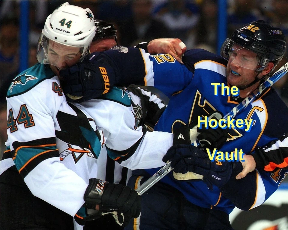St. Louis BLUES David BACKES Reaches OUT to PUNCH a SHARK Custom LAB 8X10 KABLAM - Image 1 of 1