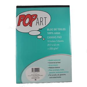 Pebeo 100% Cotton primed canvas pads, oil acrylic paint Pop Art Block A3 pad