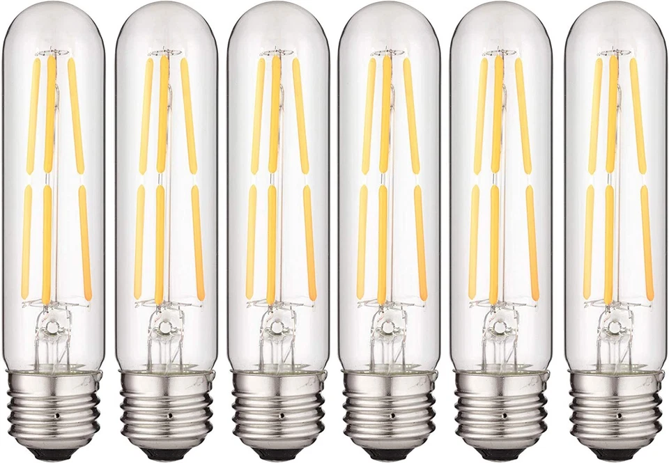 6Pack T10 LED Dimmable Tubular Light Bulb, 6W (60W), 2700K, Vintage Edison, E26 - Image 1 of 2