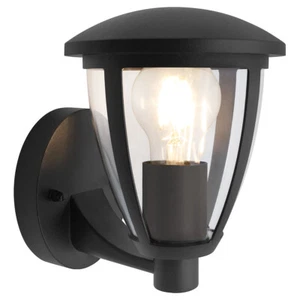 Outdoor Black Wall Lantern Light Upward Clear Diffuser IP44 Wall Mount ZLC380 - Picture 1 of 12