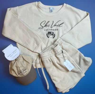 NEW! Better Together Women’s Sz XL 3-Pc Set-Ski Vail, CO Sweatshirt, Shorts, Cap - Image 1 of 4