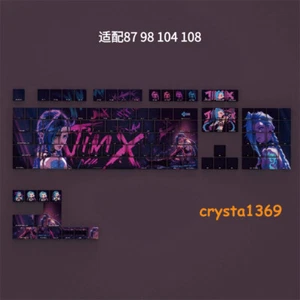 League of Legends Jinx PBT Side Engraved Keycaps for Cherry MX 60 87 98 104 108 - Picture 1 of 9