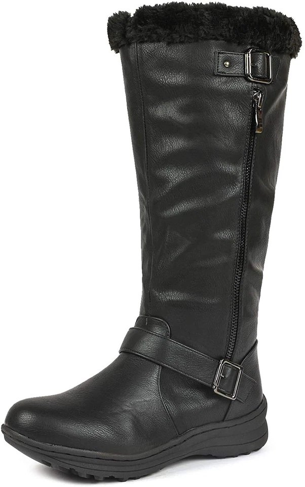 Womens Knee High Warm Fur Winter Zip Snow Boot Shoes Size 5-11 US - Image 1 of 1