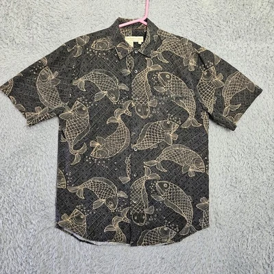 Territory Ahead Hawaiian Shirt Small Koi Fish Asian Gray Black All Over Print - Image 1 of 4