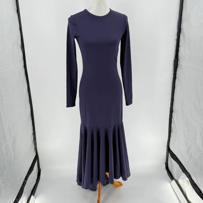 Maxi Vestido Susana Monaco Berenjena Manga Larga Con Dobladillo Acampanado Nylon/Spandex S Foto 1 de 4