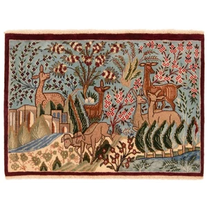 Alfombra persa anudada a mano Kashmar 80x112 cm Orient Wolle Carpet Rug beige - Imagen 1 de 8