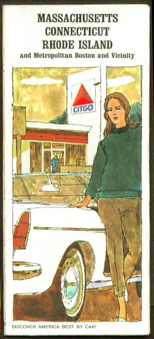 Mapa de carreteras Citgo Massachusetts Connecticut RI 1967 Foto 1 de 1