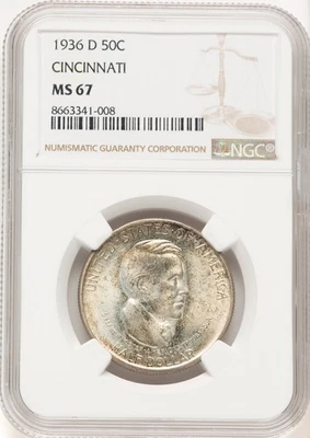 1936-D 50C Cincinnati Commemorative Silver NGC MS67 (781731105) - Image 1 of 2