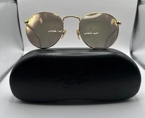 Autentici OCCHIALI DA SOLE RAY-BAN RB3447 ROTONDI METALLO montatura oro/lenti rosa Made ITALY - Foto 1 di 12