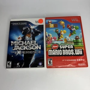 New Super Mario Bros. Wii (Nintendo Wii, 2009) Michael Jackson LOT Complete CIB - Picture 1 of 6