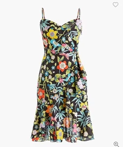 Damenkleid J.Crew schwarz mehrfarbig Blumenmuster Liberty Stoff Rüschensaum Größe 10 - Bild 1 von 6