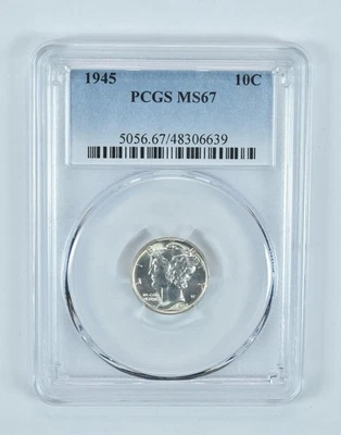 1945 Mercury Dime MS67 PCGS Blue Label - Image 1 of 4