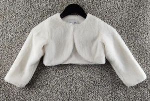 Rare Too Girl's Shrug White Faux Fur Cropped Jacket Bolero Girl's Size 5 - Picture 1 of 9