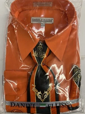 Camisa de vestir Daniel Ellissa DS3001 naranja convertible puño para hombre” Foto 1 de 4