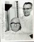 1968 Press Photo George Miller cuts Harry Truman's hair at barber shop, Missouri