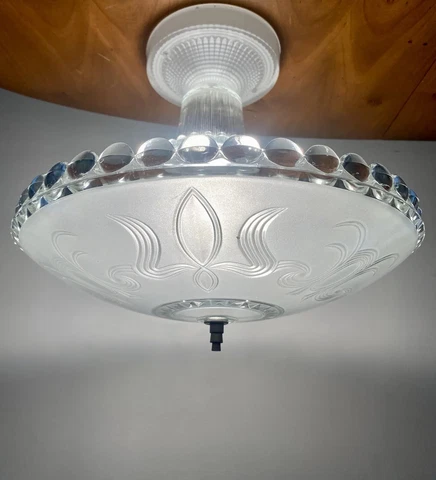 Large Vintage Art Deco Nouveau MCM Ceiling Fixture Light Semi-flush 20’s 30’s Cover