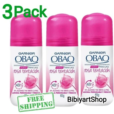 3 Pack Garnier OBAO ROSE TEMPTATION Fragrant Scented Deodorant Antiperspirant  - Image 1 of 4