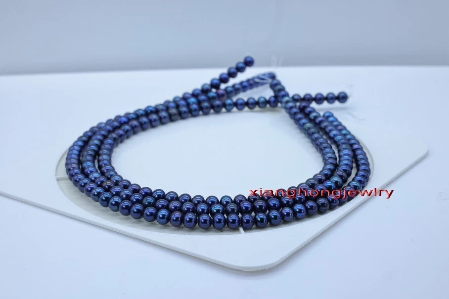LONG AAAAA 48"6-7mm Natural REAL ROUND TAHITIAN Blue black pearl necklace 14K Foto 1 de 1