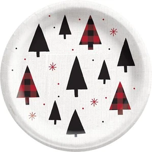 Warm & Cozy Red Black Plaid Winter Christmas Holiday Party 6.75" Dessert Plates - Picture 1 of 1