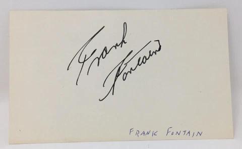 Frank Fontaine Signed Autograph Jack Benny Jackie Gleason Tonight Show 3x5 Index Cover