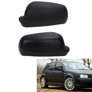 2Pcs Matte Black Fit For VW Passat B5 Bora Golf 4 Mirror Rearview Cover 1.8T Top - Picture 1 of 5