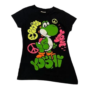 Nintendo Super Mario Bros Yoshi Peace & Love T-shirt Size Medium Color Black - Picture 1 of 4
