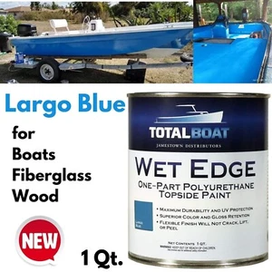 1 Qt. Marine Topside Paint for Boat Canoe Pool Slide Fiberglass Wood Largo Blue - Picture 1 of 8