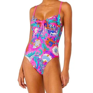 Kate Spade Sea Garden One Piece Bügel Badeanzug - Größe S - strahlend rosa - neu mit Etikett - Bild 1 von 9